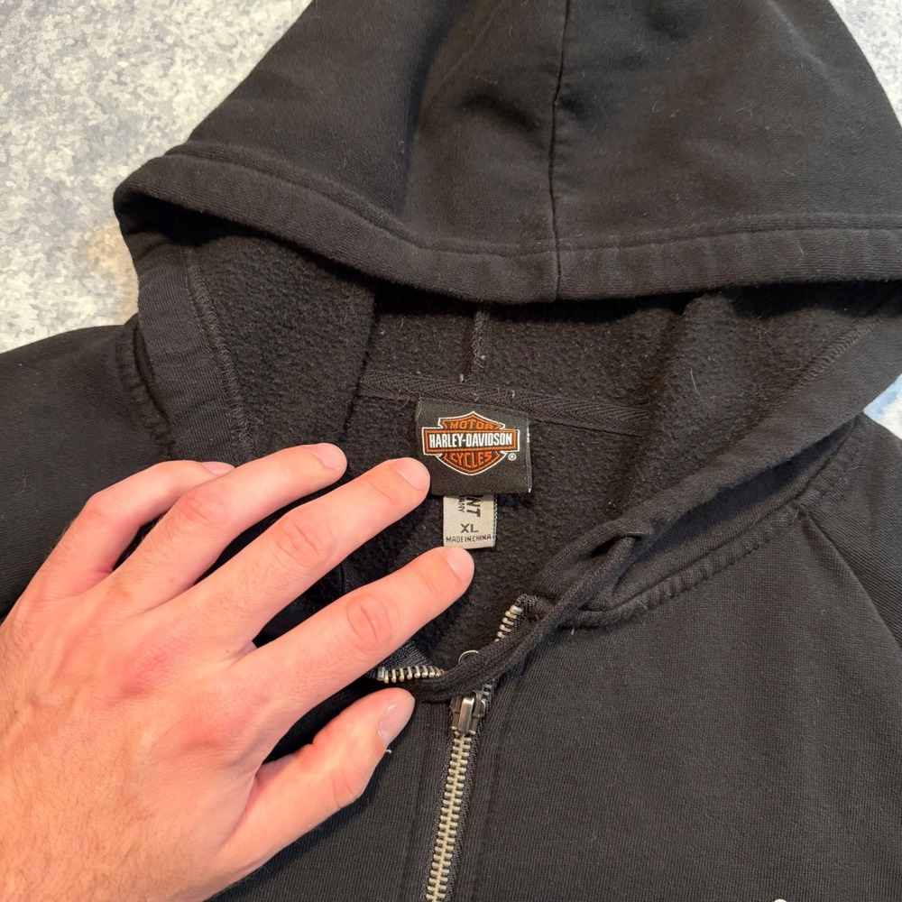 Harley Davidson Womens XL Full Zip Hoodie Black Indywest Plainfield IN - Picture 5 of 8